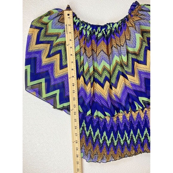 Romantic Sini Chevron Pattern Bat Wing Sheer Women's Top Size Large - Picture 6 of 8